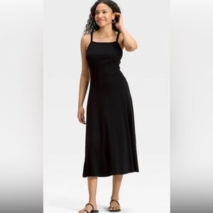 Universal Thread Black Ribbed A-line Midi dress XS